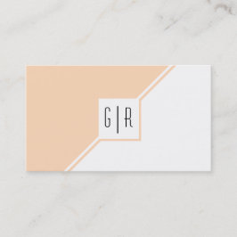 桃と白のモノグラムモダン幾何学模様 名刺