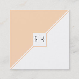 桃と白の三角形とモノグラムモダン スクエア名刺