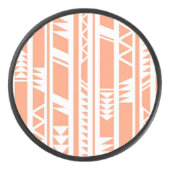 桃と白の部族プリント模様 アイスホッケーパック (正面)