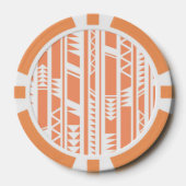 桃と白の部族プリント模様 ポーカーチップ (正面)