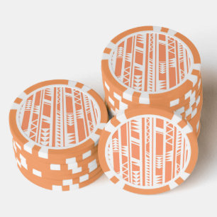 桃と白の部族プリント模様 ポーカーチップ