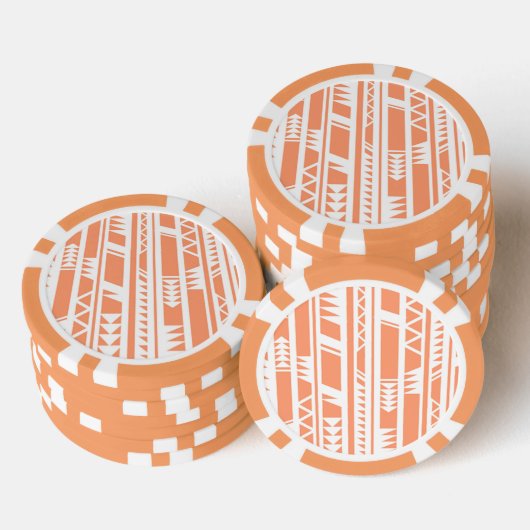 桃と白の部族プリント模様 ポーカーチップ (積み重ね)