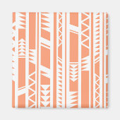 桃と白の部族プリント模様 マグネット (正面)