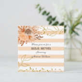 桃と白ストライプの金ゴールドシャワー 招待状 (スタンド正面)