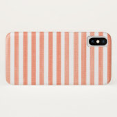 桃と白ストライプのiPhone Xケース Case-Mate iPhoneケース (裏面(横))