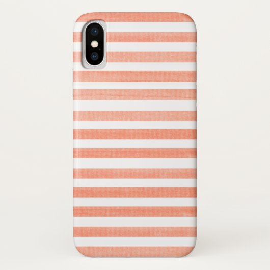 桃と白ストライプのiPhone Xケース Case-Mate iPhoneケース (裏面)