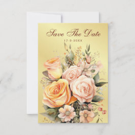 桃と素朴金ゴールドフローラ結婚式の日付を保存 セーブザデート