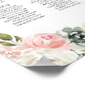 桃と緑のフローラ結婚の座席表 ポスター (角)