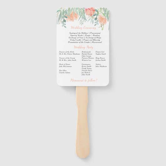 桃と緑の水の色のフローラプログラムファン ハンドファン (裏面)