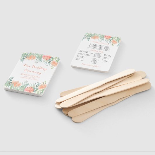 桃と緑の水の色のフローラプログラムファン ハンドファン (組立なし)