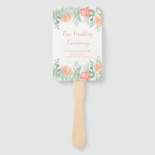 桃と緑の水の色のフローラプログラムファン ハンドファン (正面)