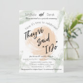 桃と緑の水彩ウェディングパーティー 招待状 (スタンド正面)