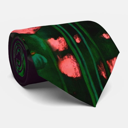 桃と緑の花、フラワーテンプレート エレガント ネクタイ (ロール)