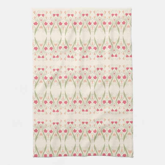 桃と緑 キッチンタオル (縦)