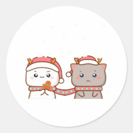 桃と胡麻餅ねこ、メリークリスマス ラウンドシール