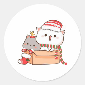 桃と胡麻餅ねこ、メリークリスマス ラウンドシール