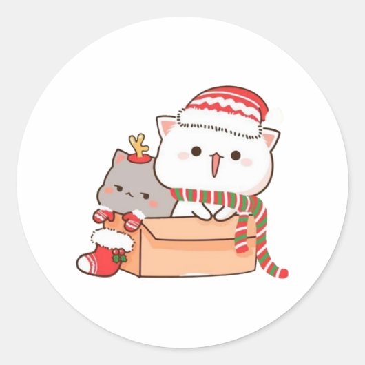 桃と胡麻餅ねこ、メリークリスマス ラウンドシール (正面)