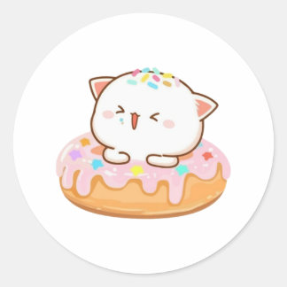 桃と胡麻餅ねこ ラウンドシール