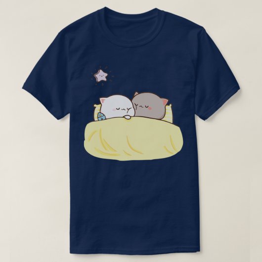 桃と胡麻餅ねち眠る Tシャツ (デザイン正面)