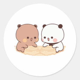 桃と胡麻餅のクマのカップル ラウンドシール