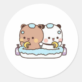 桃と胡麻餅クマ ラウンドシール