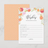 桃と花の結婚式のお祝いメッセージ アドバイスカード (正面/裏面)
