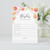 桃と花の結婚式のお祝いメッセージ アドバイスカード (スタンド正面)