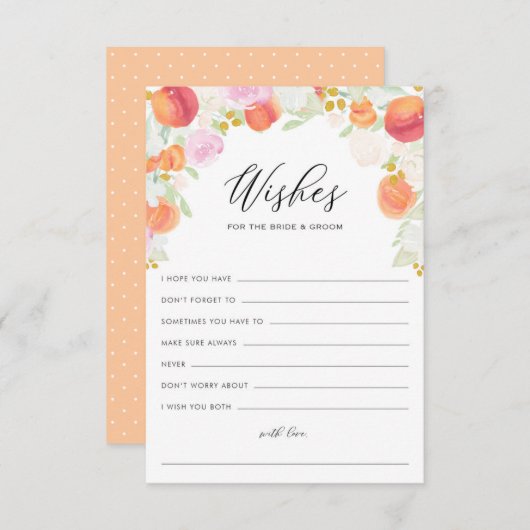 桃と花の結婚式　新婦と新郎への願い アドバイスカード (正面/裏面)