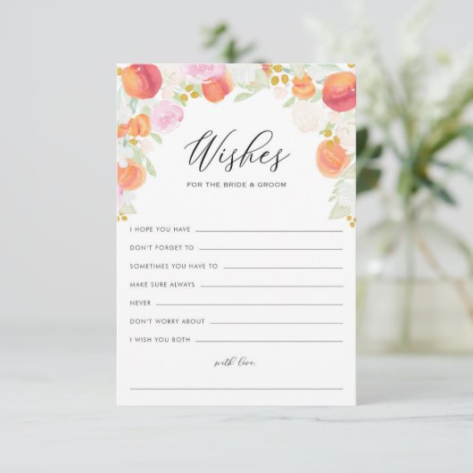 桃と花の結婚式　新婦と新郎への願い アドバイスカード (スタンド正面)