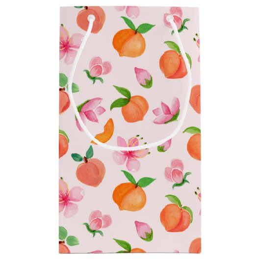 桃と花模様 スモールペーパーバッグ (裏面)