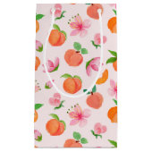 桃と花模様 スモールペーパーバッグ (正面)