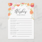 桃と花赤ちゃんシャワーWell Wishesカード エンクロージャーカード (正面)