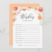 桃と花赤ちゃんシャワーWell Wishesカード エンクロージャーカード (正面/裏面)