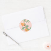 桃と花 ラウンドシール (封筒)