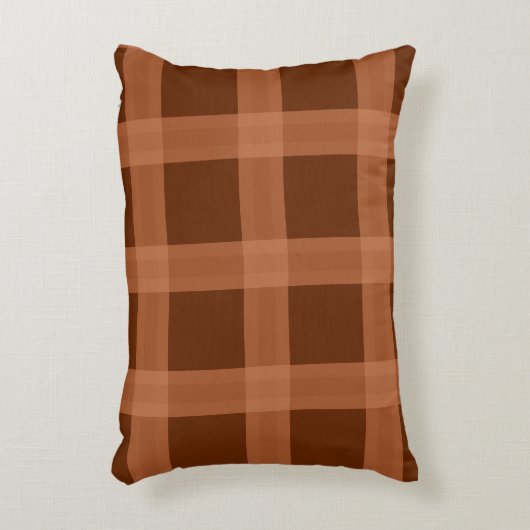 桃と茶の格子模様装飾用クッション アクセントクッション (正面(垂直))
