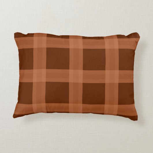 桃と茶の格子模様装飾用クッション アクセントクッション (裏面)