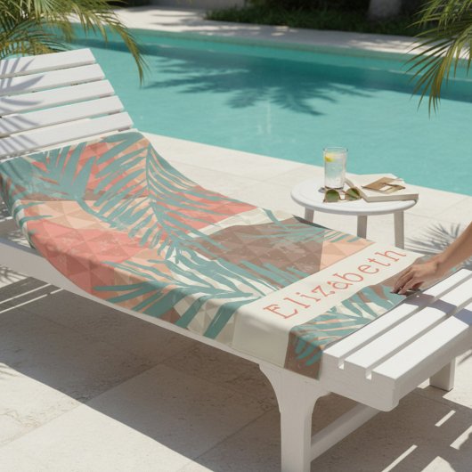 桃と茶色の熱帯ビーチタオル ビーチタオル