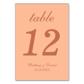 桃と茶色の結婚書道のシンプル脚本 テーブルナンバー (正面)