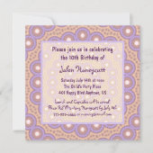 桃と薄紫のサークル誕生日パーティーの招待 招待状 (正面)