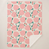 桃と赤さくらんぼフルーツパターン シェルパブランケット (正面)