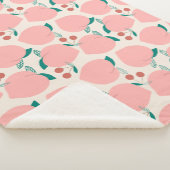 桃と赤さくらんぼフルーツパターン シェルパブランケット (3/4)