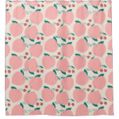 桃と赤さくらんぼフルーツパターン シャワーカーテン (正面)