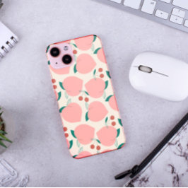 桃と赤さくらんぼフルーツパターン Case-Mate iPhone 14ケース