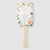 桃と赤面の水色フローラフレーム結婚ズ ハンドファン (正面)