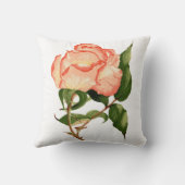 桃と赤面バラ水彩投げ枕 クッション (裏面)