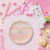 桃と赤面ピンクウォーター結婚カラー ペーパープレート (パーティー)