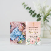 桃と金ゴールドのバプテスマありがとう ポストカード (スタンド正面)