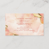 桃と金ゴールドの水色エレガント 名刺 (裏面)