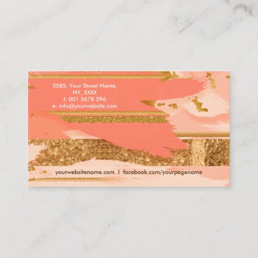 桃と金ゴールドの濃淡 名刺 (裏面)