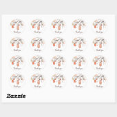 桃と金ゴールドメーソンジャース春サンキューステッカー ラウンドシール (シート)